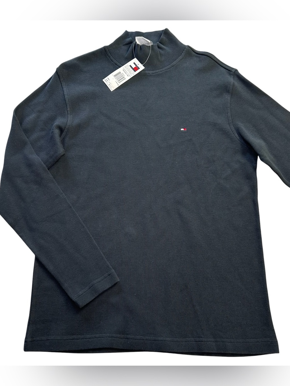 NWT VTG Y2K Tommy Hilfiger Basics Long-Sleeve Ribbed Mock Neck Top Men’s Shirt S